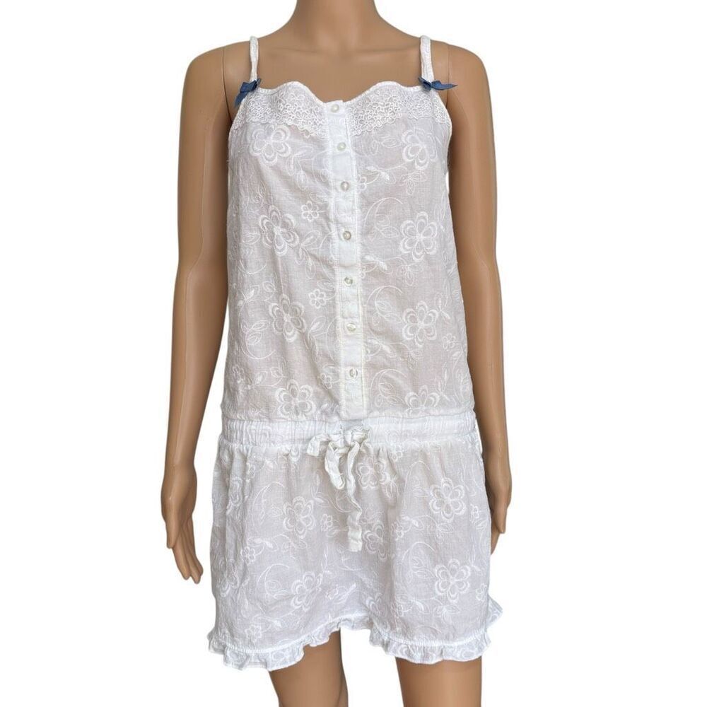 Incanto beige cotton embroidered floral night shirt size S
